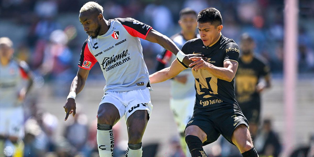 Pumas y Atlas firman empate a 2 tras un igualado duelo en CU